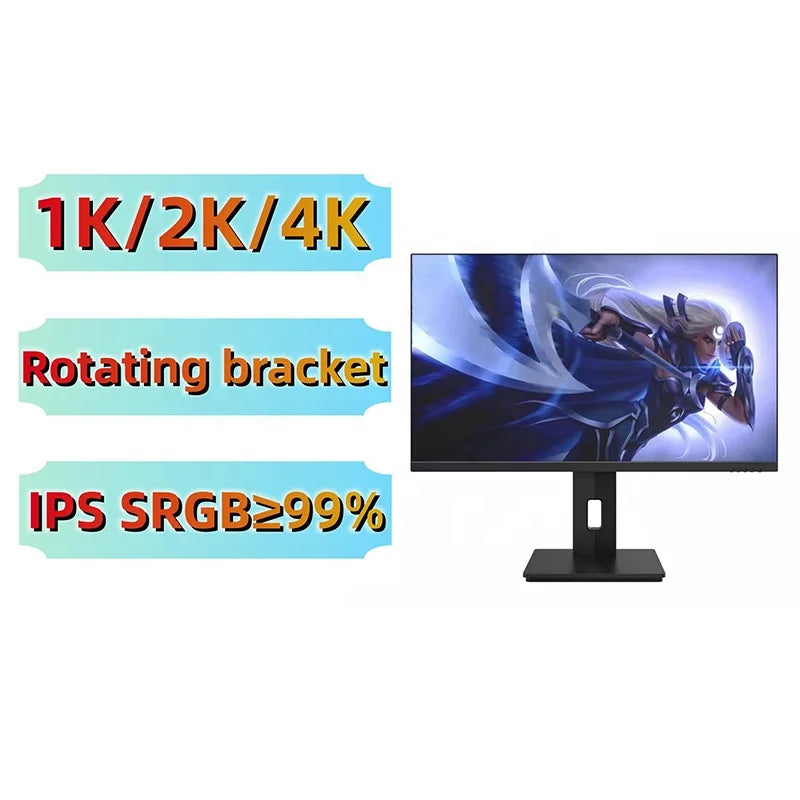 XenoHaven 2024 New 24 27 Inch Rotatable 1K 2K 4K Flat Screen LCD Monitor 16:9 Desktop PC LED IPS Display 75Hz Refresh Rate DP