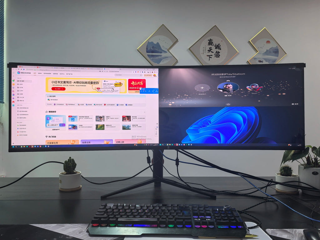 XenoHaven IPS LED Display 49-Inch Dual Monitor 75/144Hz Refresh Rate Low Blue Light with Built-In Speaker