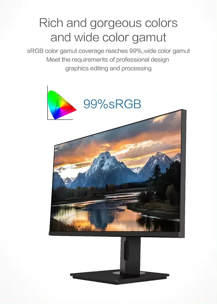 XenoHaven 2024 New 24 27 Inch Rotatable 1K 2K 4K Flat Screen LCD Monitor 16:9 Desktop PC LED IPS Display 75Hz Refresh Rate DP