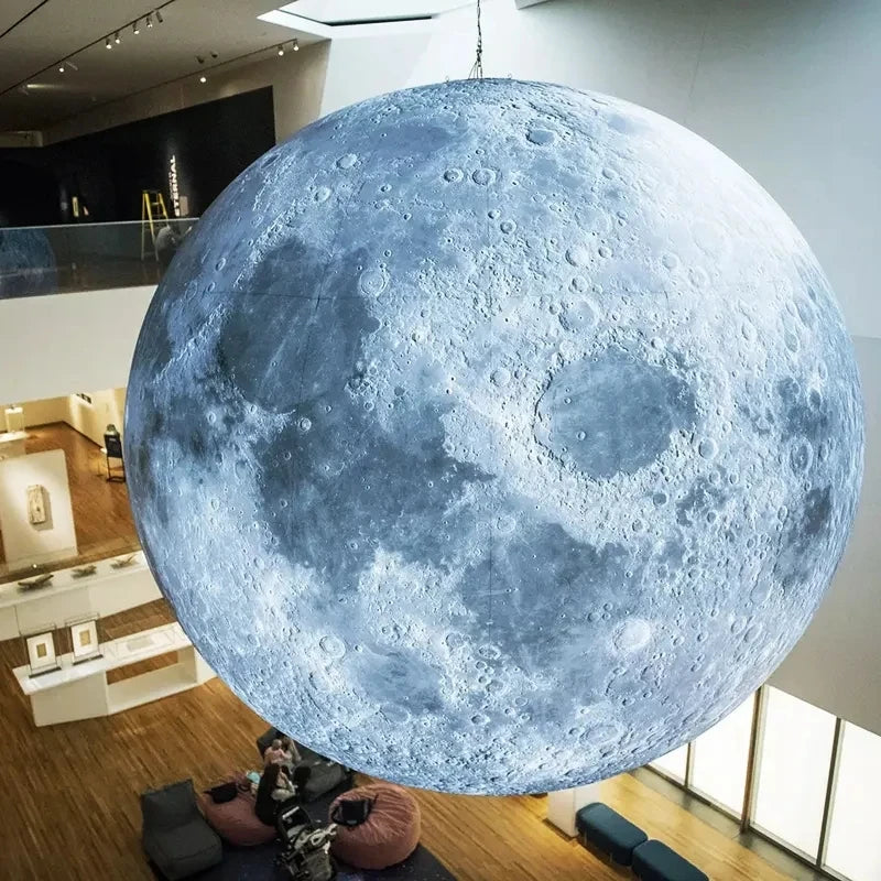 Giant Inflatable Moon Ball With LED Lights PVC Show Stage Decoration Advertising Hanging