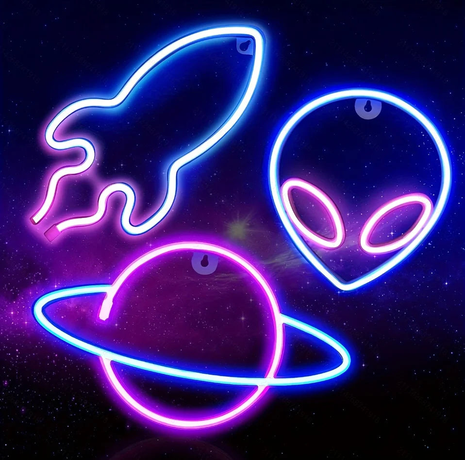 1Pc, Alien Neon Light, Usb or Battery Powered (No Battery)
