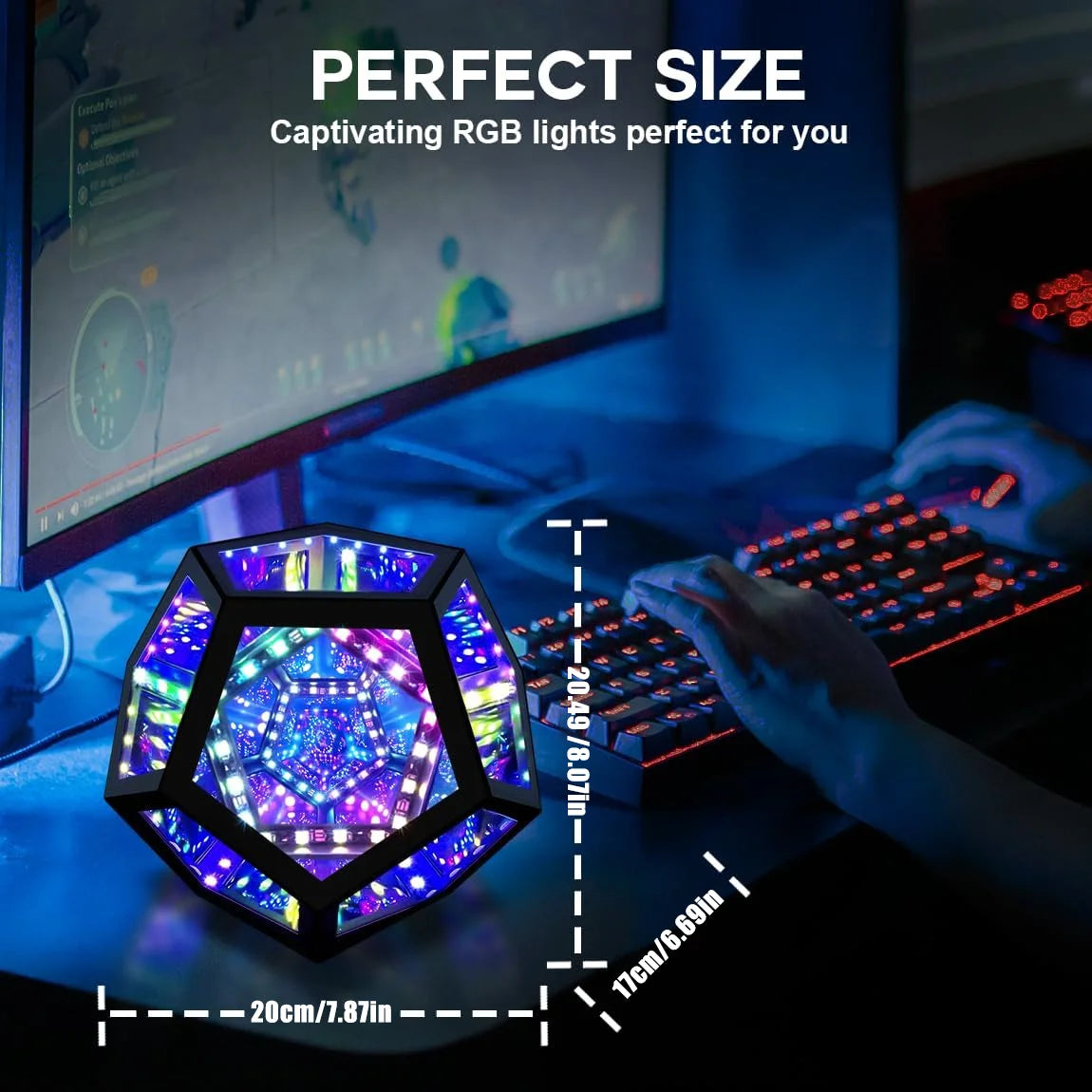 LED Night Light Dodecahedron Dreamy Geometric Space Creative Color Home Decorative Light Gifts Infinity Novelty Mirror Art Light
