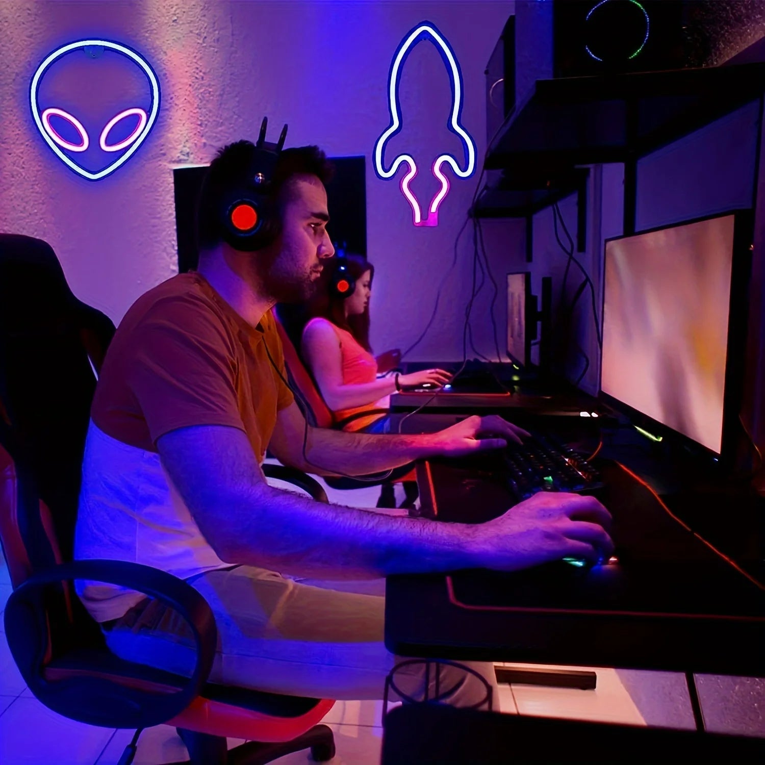 1Pc, Alien Neon Light, Usb or Battery Powered (No Battery)