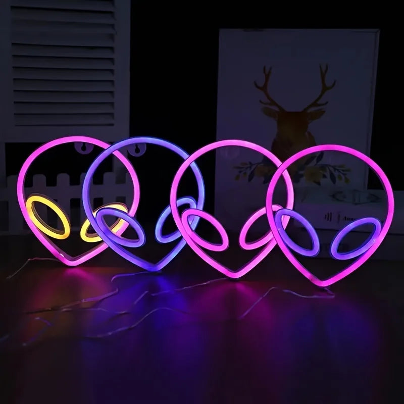 1Pc, Alien Neon Light, Usb or Battery Powered (No Battery)