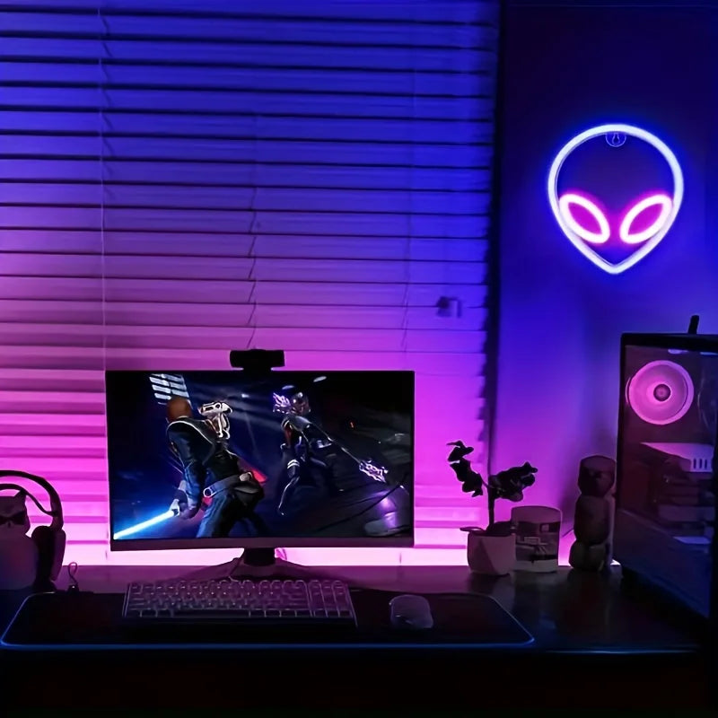 1Pc, Alien Neon Light, Usb or Battery Powered (No Battery)