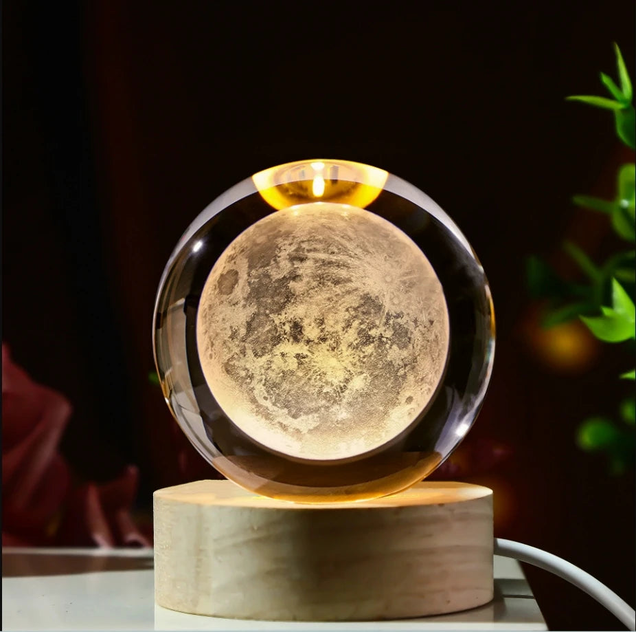 LED Galaxy Crystal Ball Table Lamp 3D Planetary