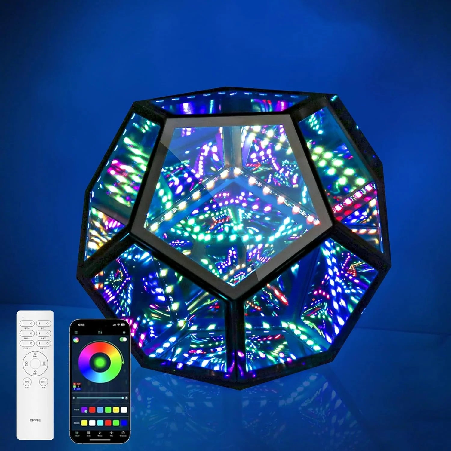 LED Night Light Dodecahedron Dreamy Geometric Space Creative Color Home Decorative Light Gifts Infinity Novelty Mirror Art Light