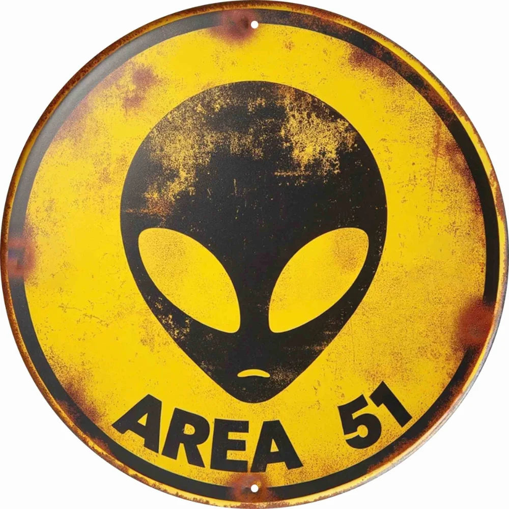 Area 51 Vintage Metal Sign - 7.8 Inch Alien Decorative Art Sign
