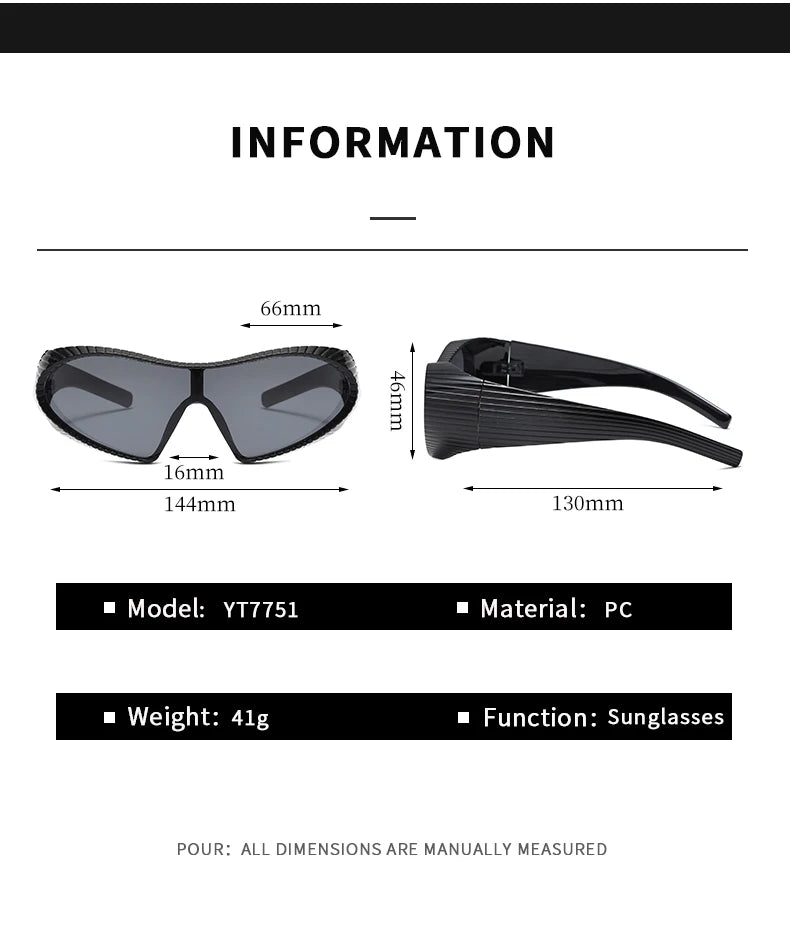 Alien Uv Resistant Sunglasses, Punk Goggles, Futuristic Y2k