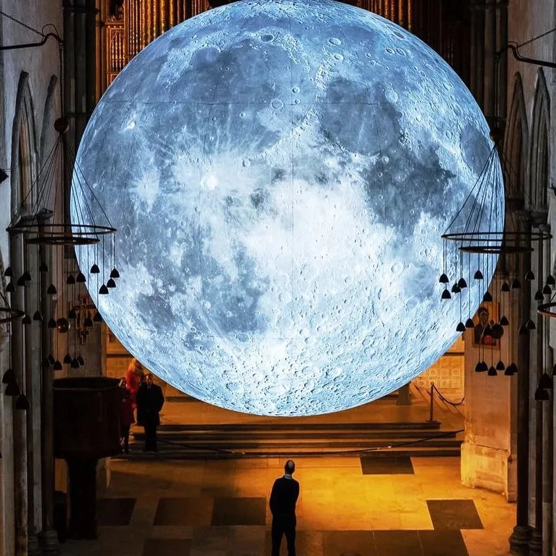 Giant Inflatable Moon Ball With LED Lights PVC Show Stage Decoration Advertising Hanging