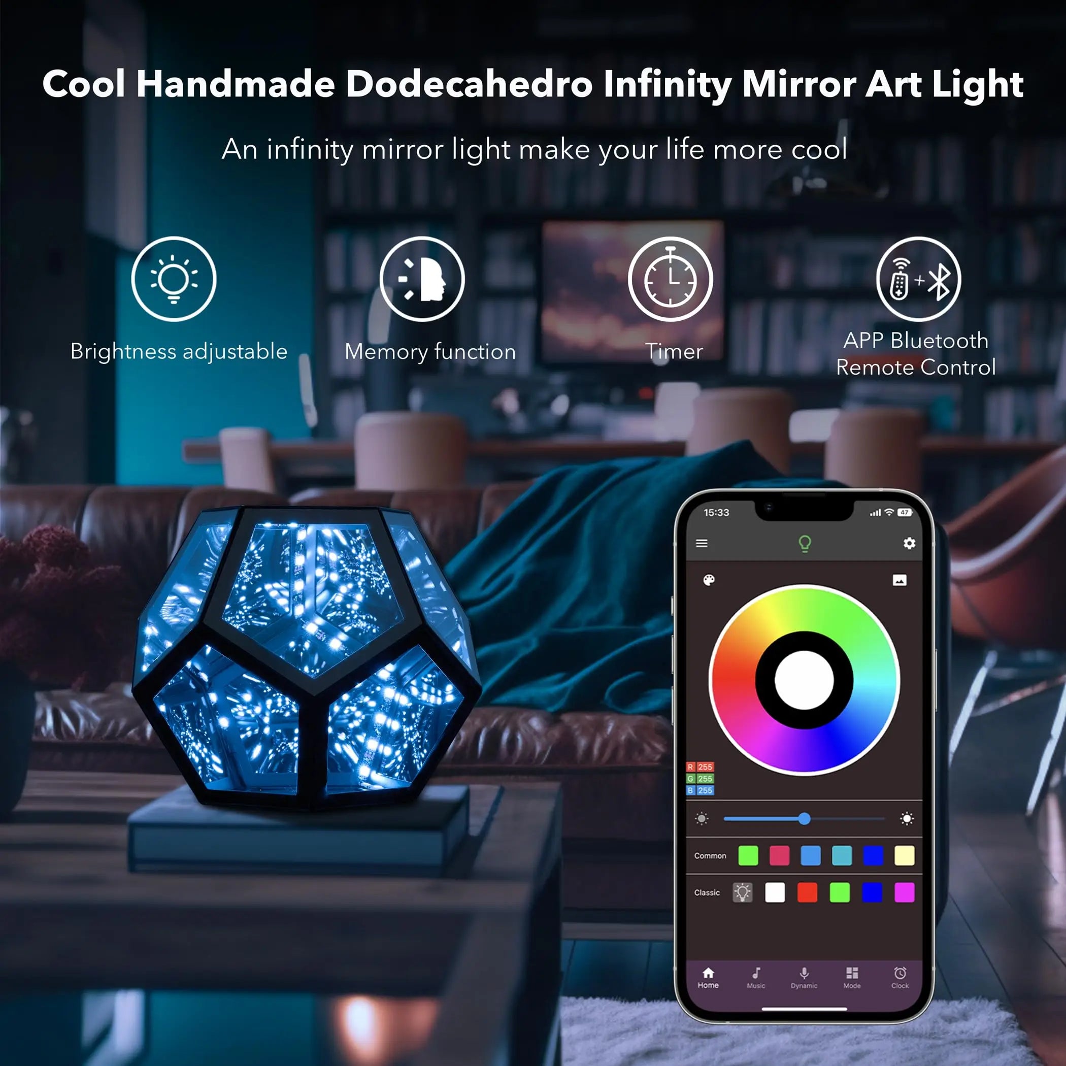 Infinity Dodecahedron Mirror Light