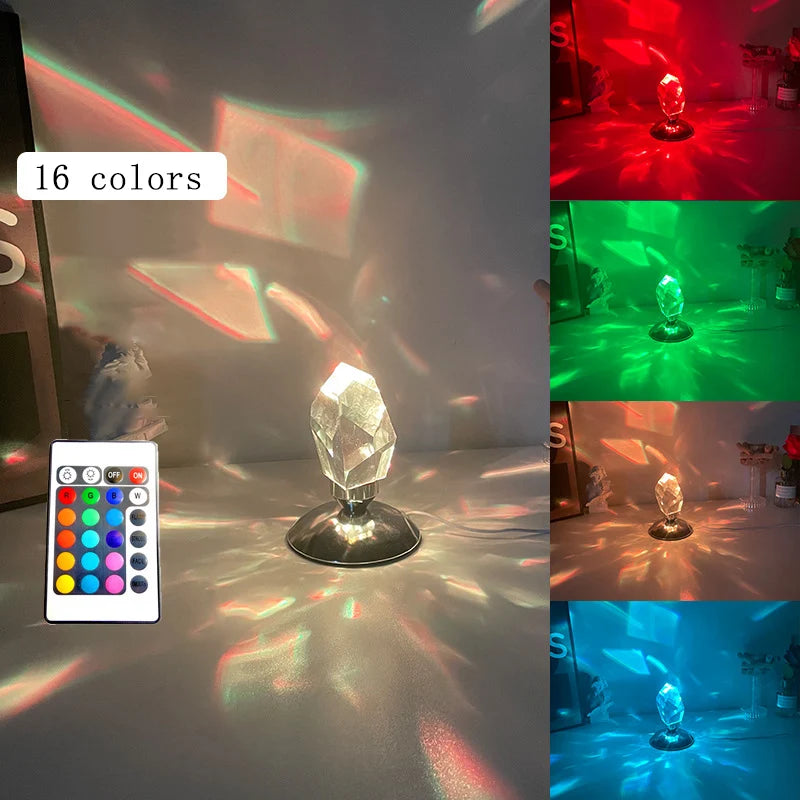 K9 Crystal Stone Lamp 16 color RGB Control Diamond Table Light