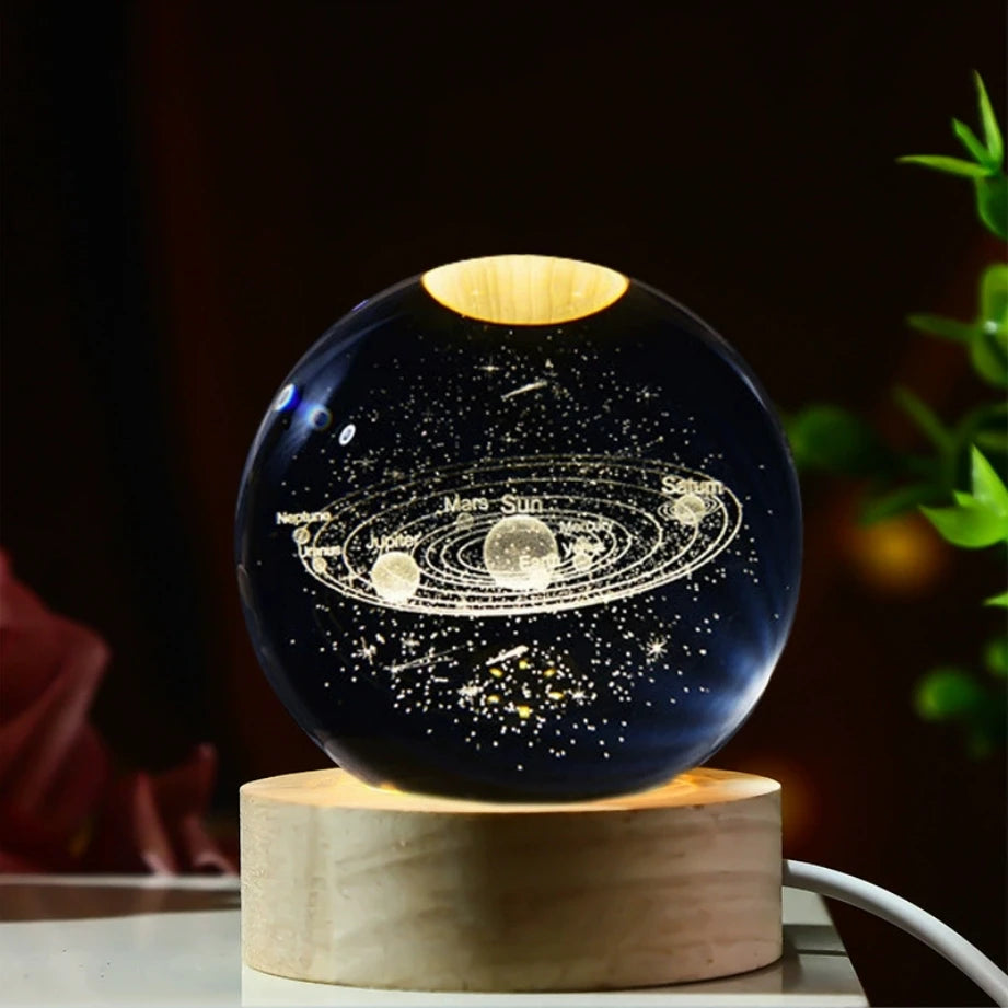 LED Galaxy Crystal Ball Table Lamp 3D Planetary