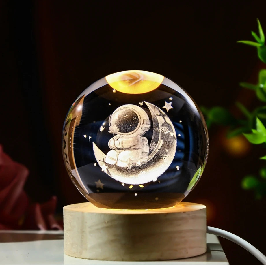 LED Galaxy Crystal Ball Table Lamp 3D Planetary