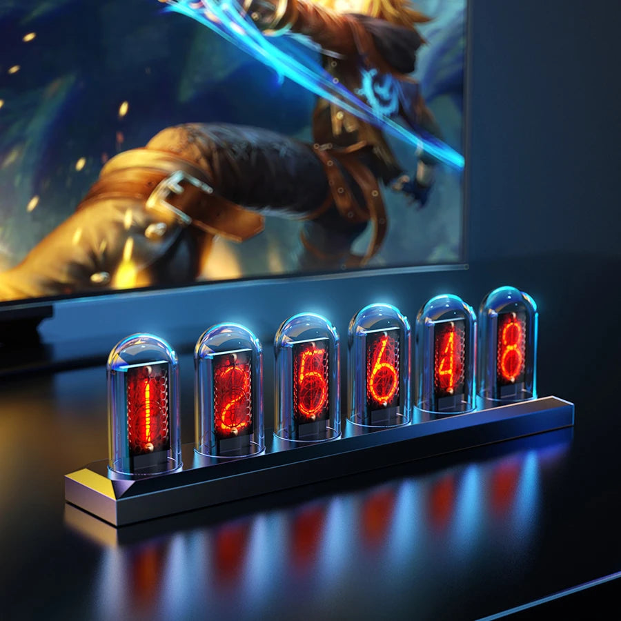 RGB Nixie Tube Clock LED IPS Color Screen DIY Analog Digital Night lights