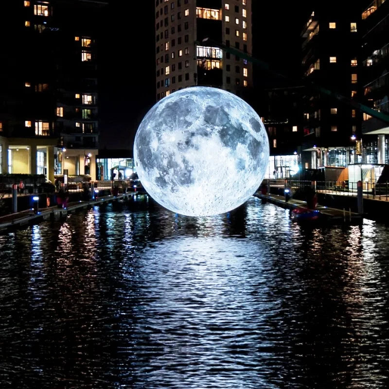Giant Inflatable Moon Ball With LED Lights PVC Show Stage Decoration Advertising Hanging