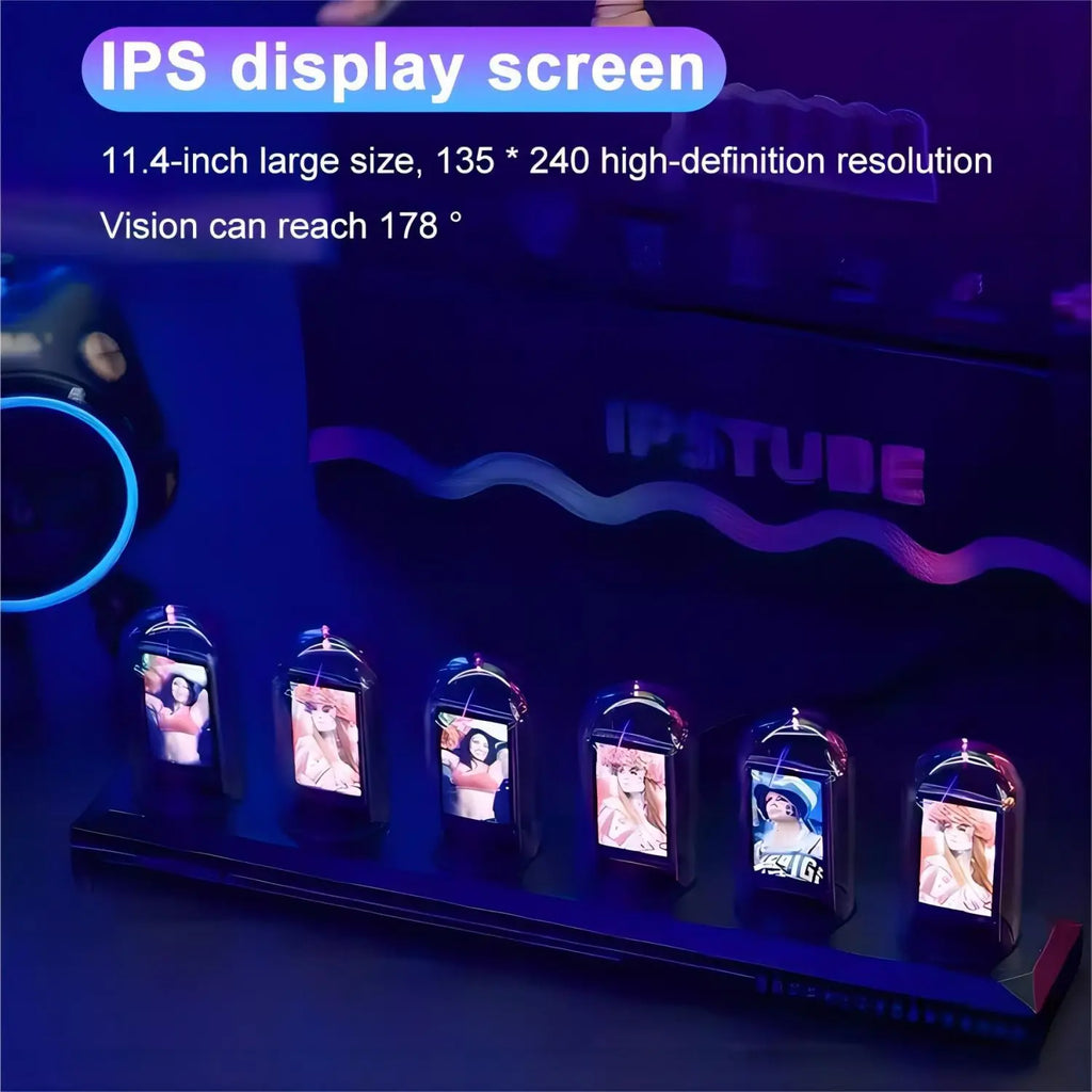 RGB Nixie Tube Clock LED IPS Color Screen DIY Analog Digital Night lights