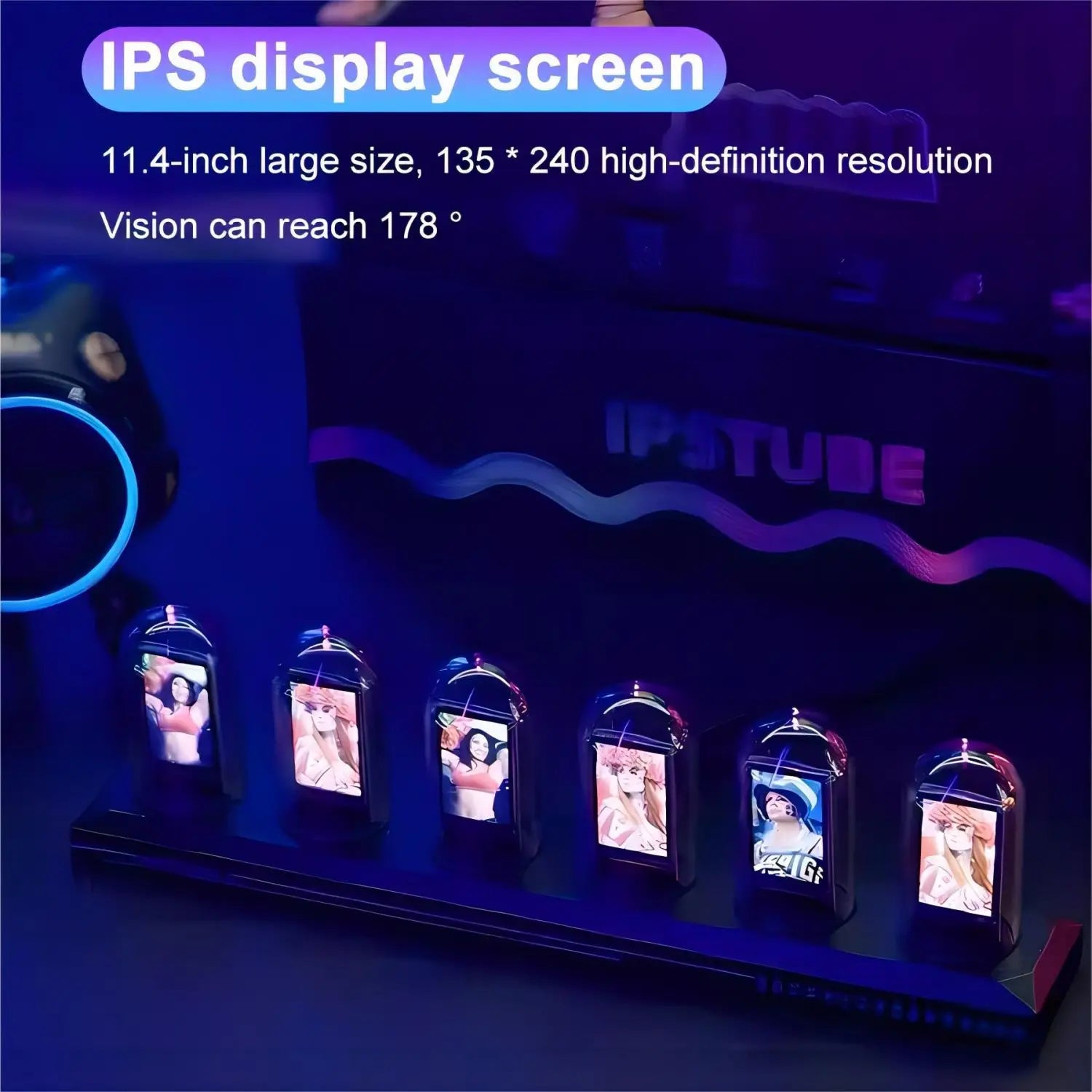 RGB Nixie Tube Clock LED IPS Color Screen DIY Analog Digital Night lights