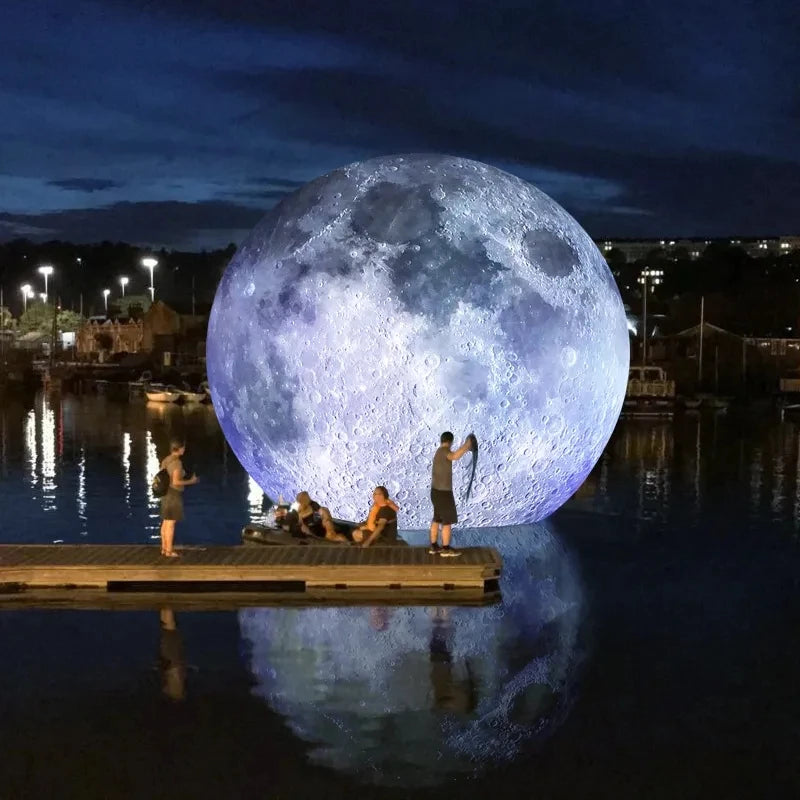 Giant Inflatable Moon Ball With LED Lights PVC Show Stage Decoration Advertising Hanging