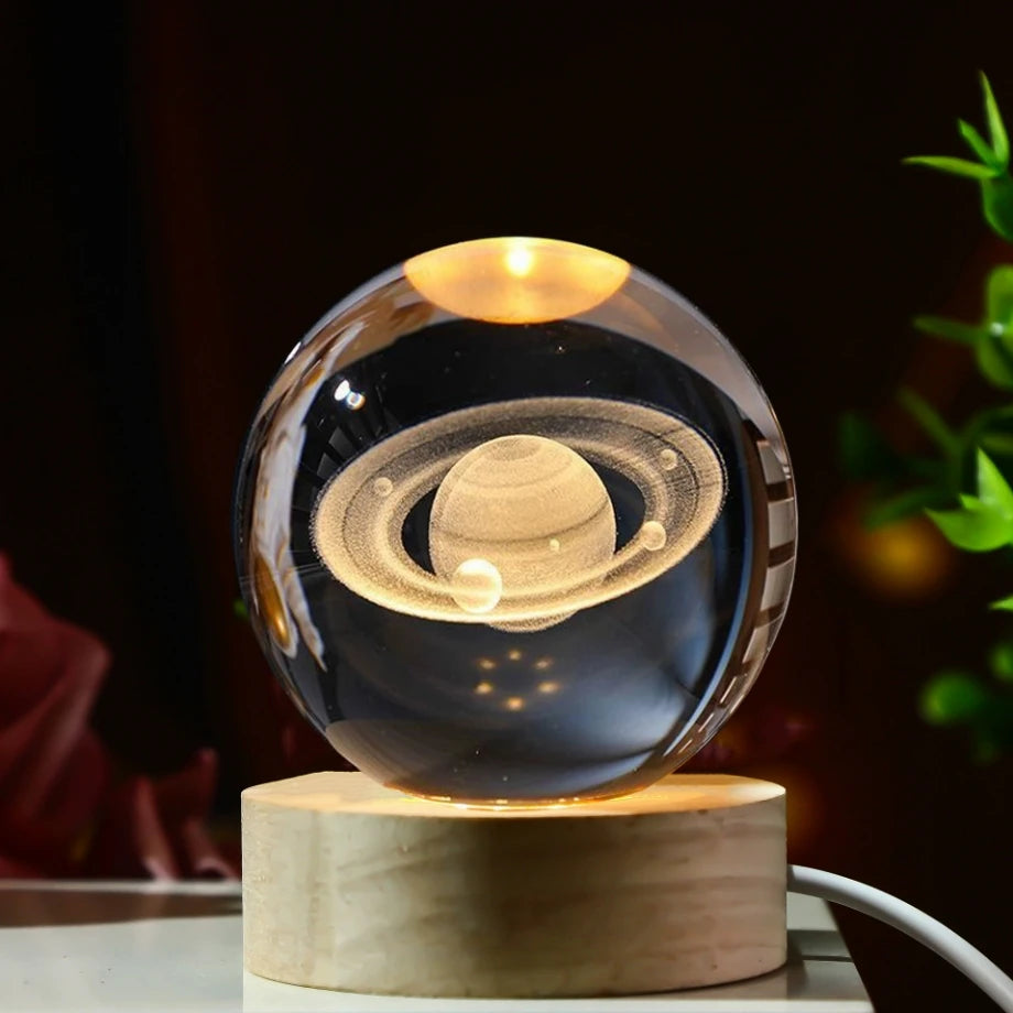 LED Galaxy Crystal Ball Table Lamp 3D Planetary