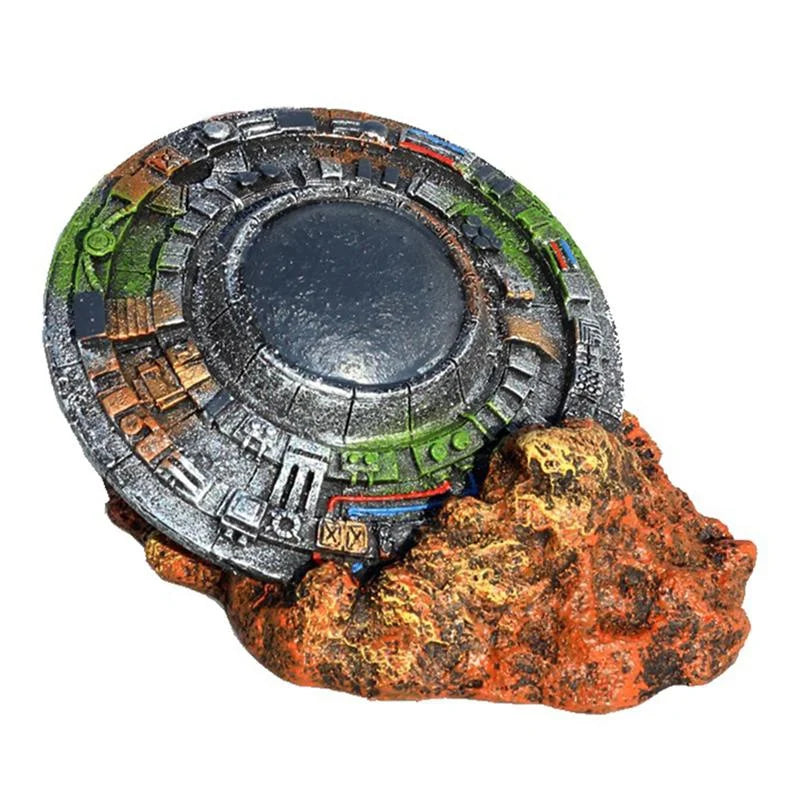 1Pc Aquarium UFO Crash Resin