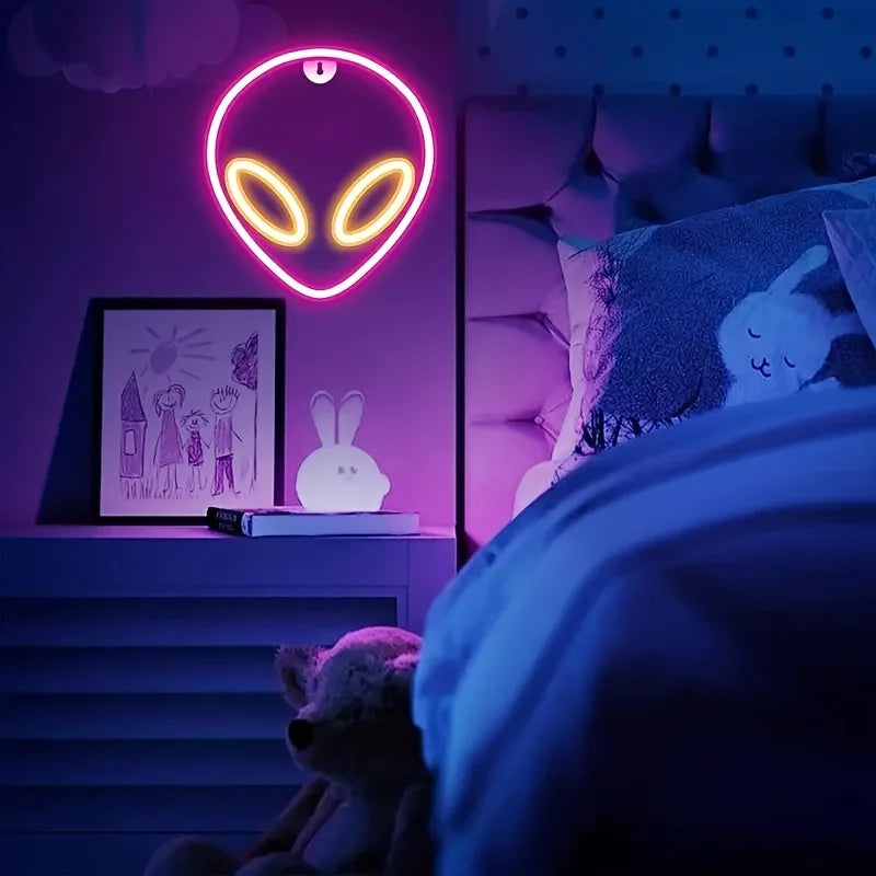 1Pc, Alien Neon Light, Usb or Battery Powered (No Battery)