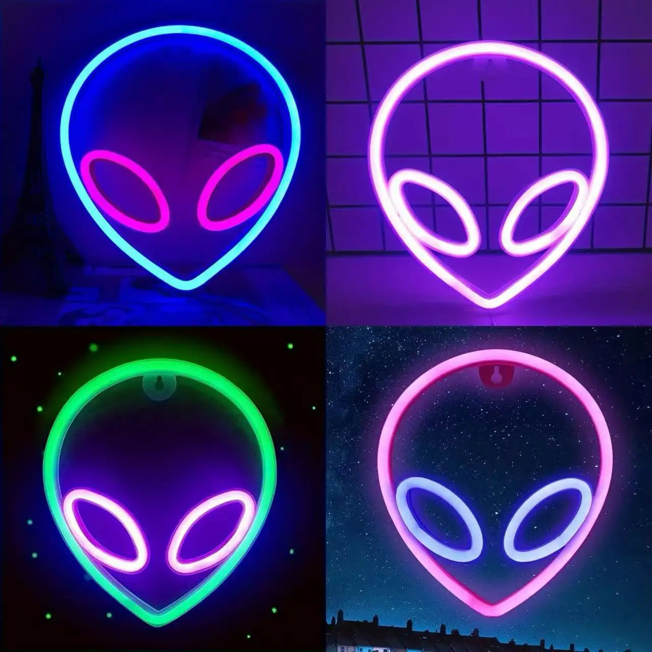 1Pc, Alien Neon Light, Usb or Battery Powered (No Battery)