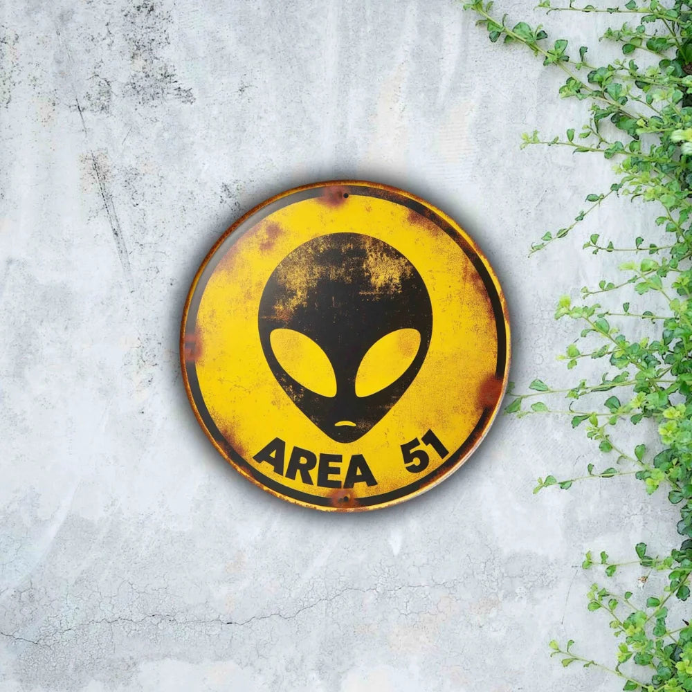 Area 51 Vintage Metal Sign - 7.8 Inch Alien Decorative Art Sign
