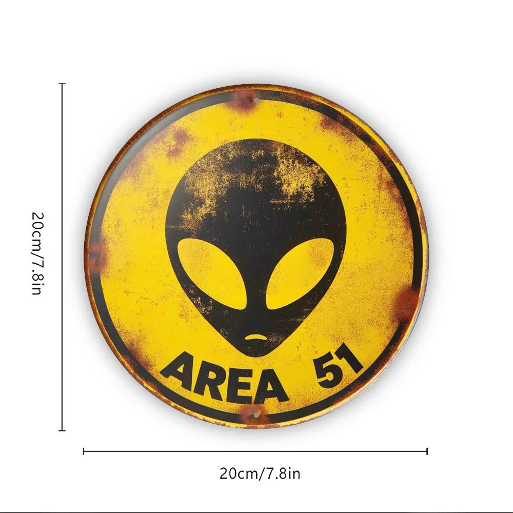 Area 51 Vintage Metal Sign - 7.8 Inch Alien Decorative Art Sign